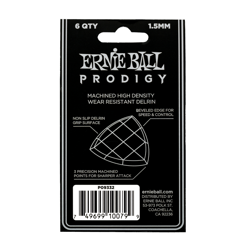 Ernie Ball 1.5mm Black Large Shield Prodigy Picks 6-pack  