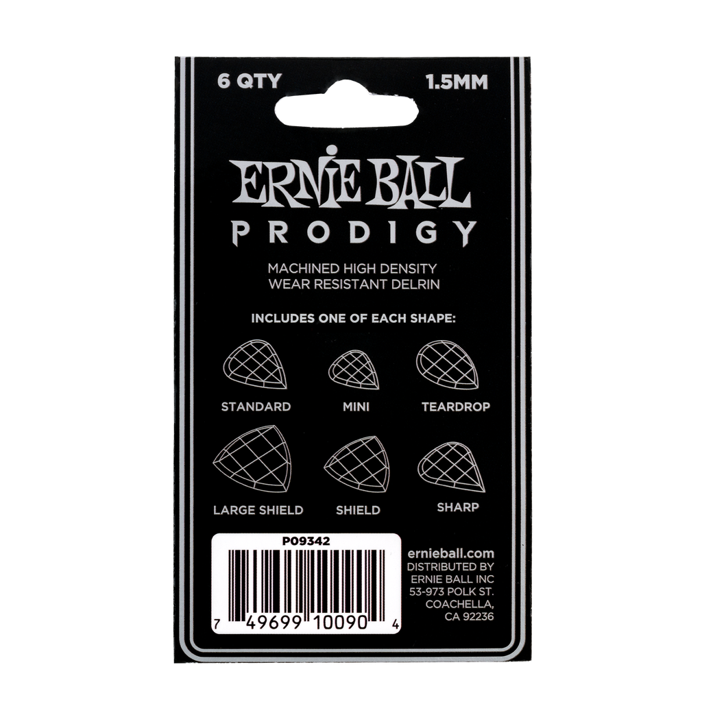 Ernie Ball 1.5mm Black Multipack Prodigy Picks 6-pack  