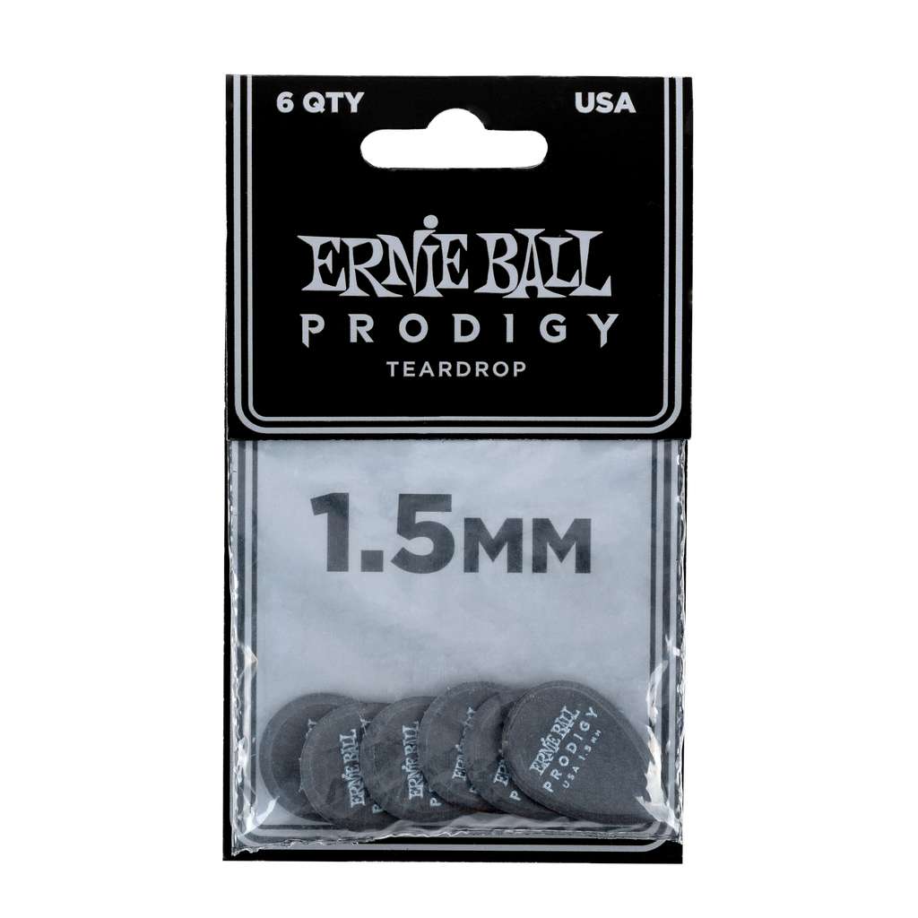 Ernie Ball 1.5mm Black Teardrop Prodigy Picks 6-pack