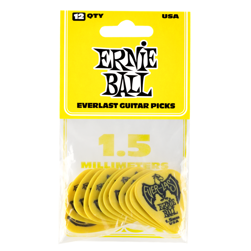 Ernie Ball 1.5mm Yellow Everlast Picks 12-pack  