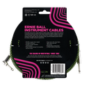 Ernie Ball 18' Braided Straight / Angle Instrument Cable - Black / Green