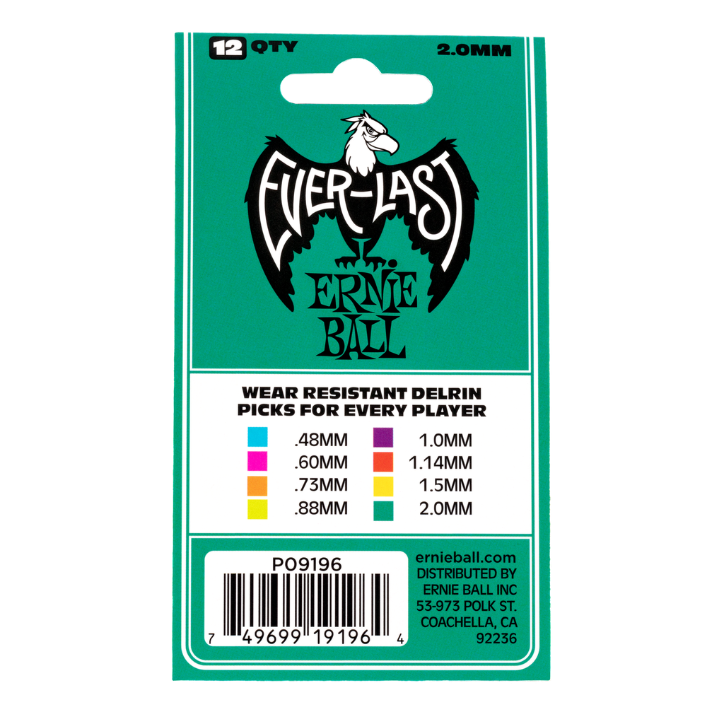 Ernie Ball 2.0mm Teal Everlast Picks 12-pack  