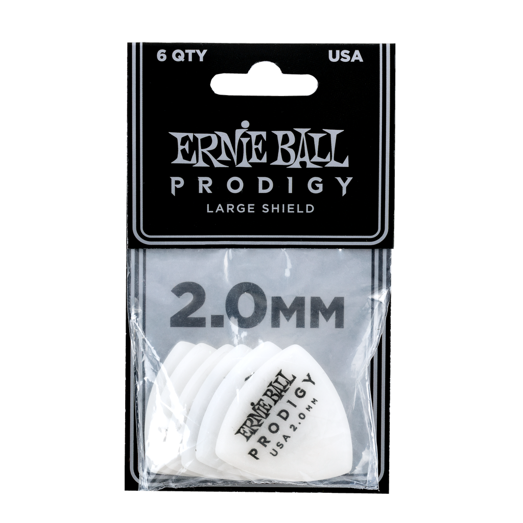Ernie Ball 2.0mm White Large Shield Prodigy Picks 6-pack  