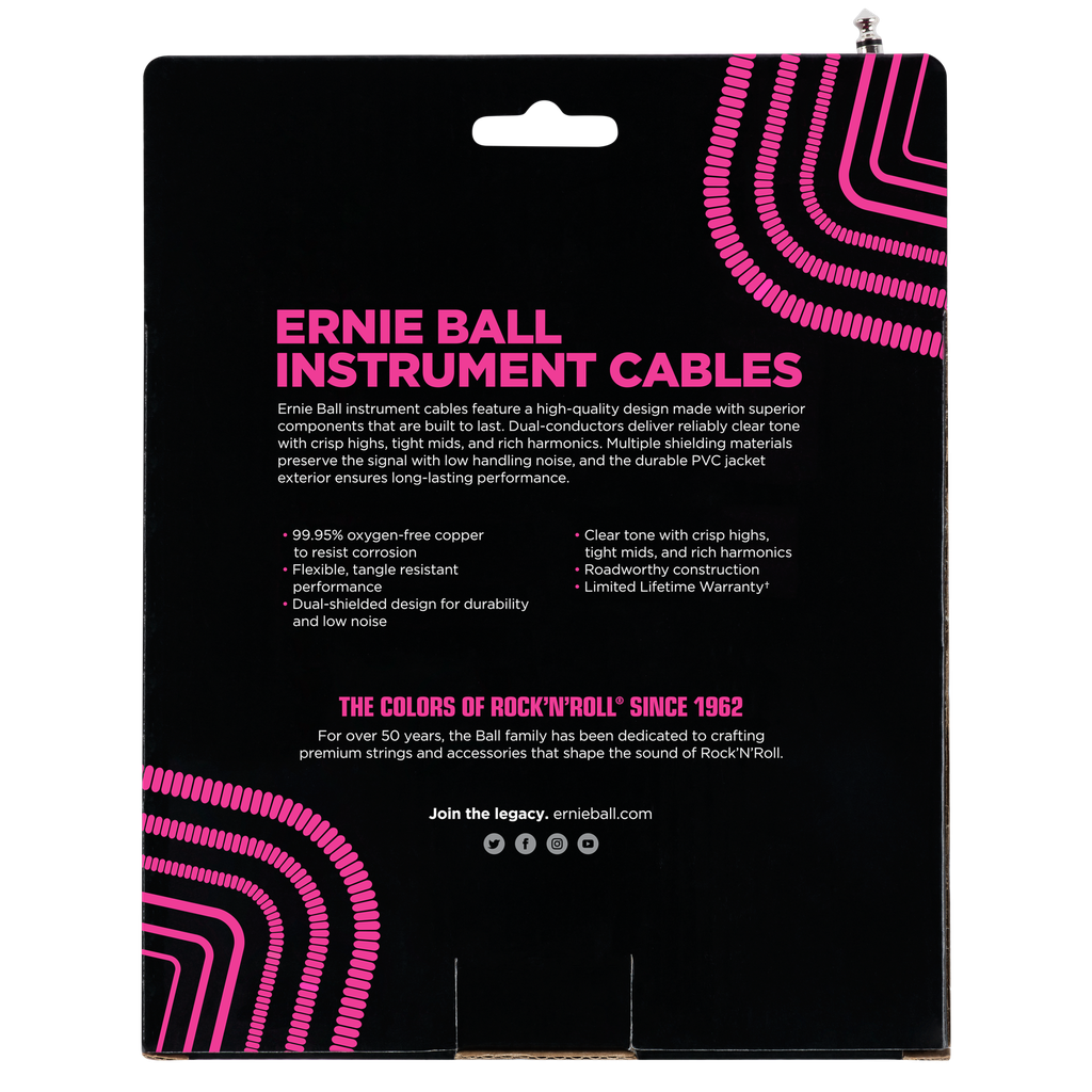 Ernie Ball 30' Coiled Straight / Angle Instrument Cable - White  