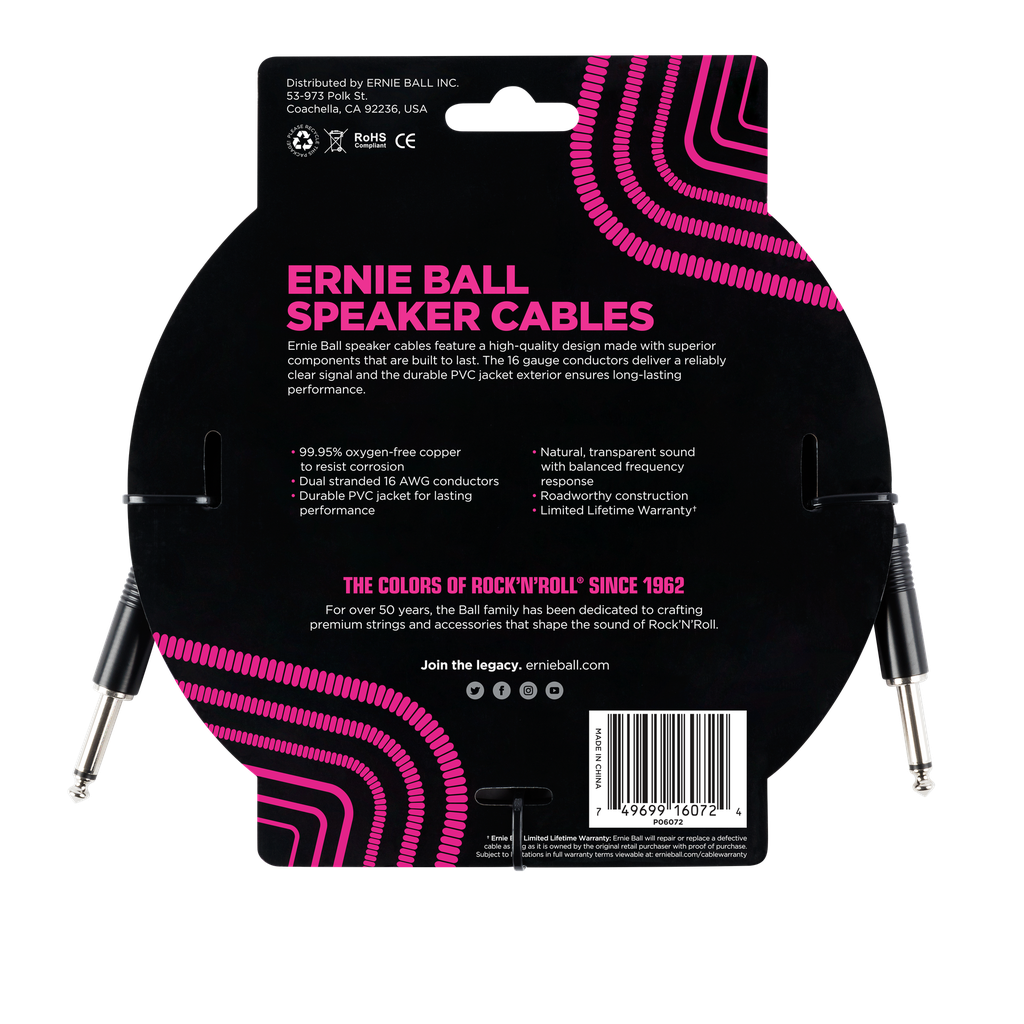 Ernie Ball 6' Straight / Straight Speaker Cable  