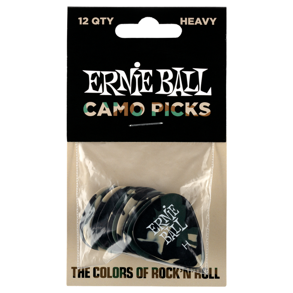 Ernie Ball Camouflage Cellulose Picks Heavy 12-pack  