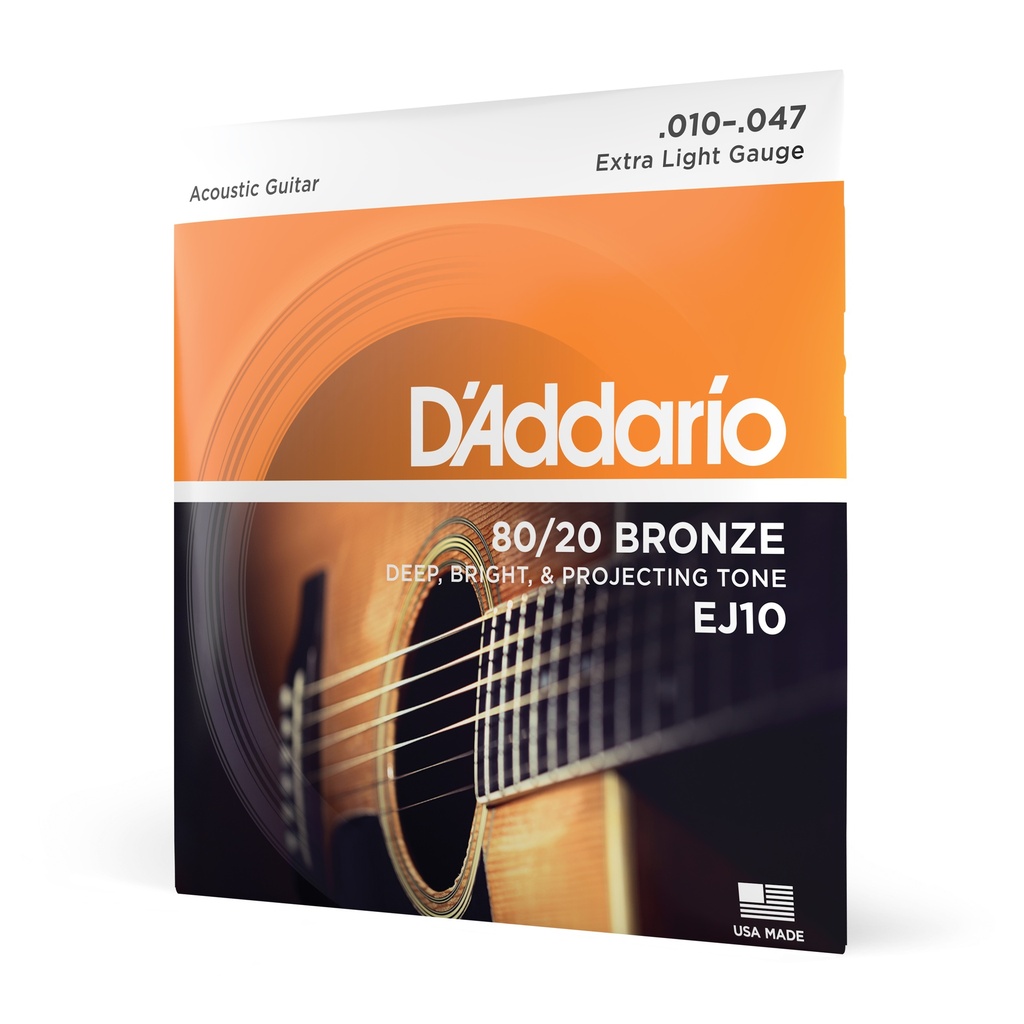 D'Addario 80/20 Bronze Strings, 10-47 Extra Light, EJ10