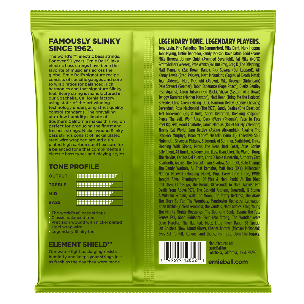 Ernie Ball Regular Slinky Nickel Wound Electric Bass Strings - 50-105 Gauge