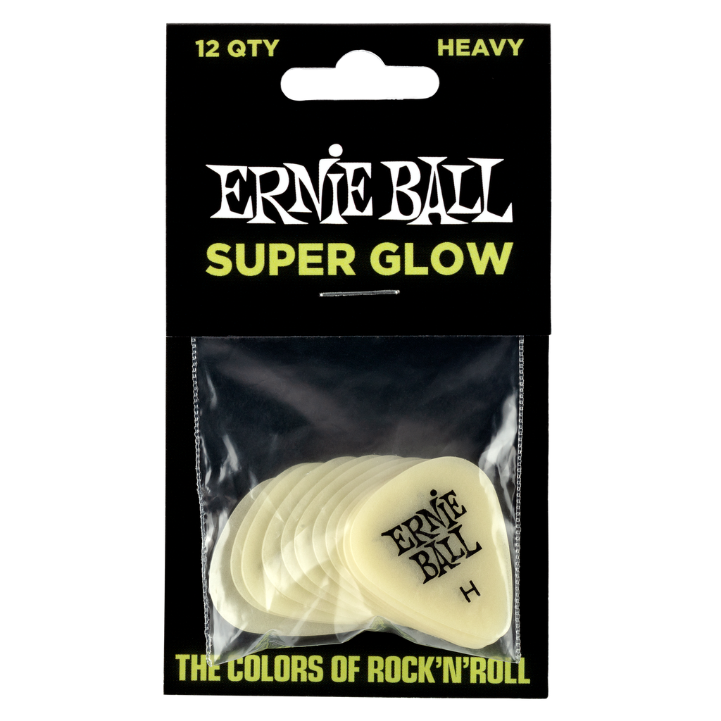 Ernie Ball Super Glow Cellulose Picks Heavy 12-pack  