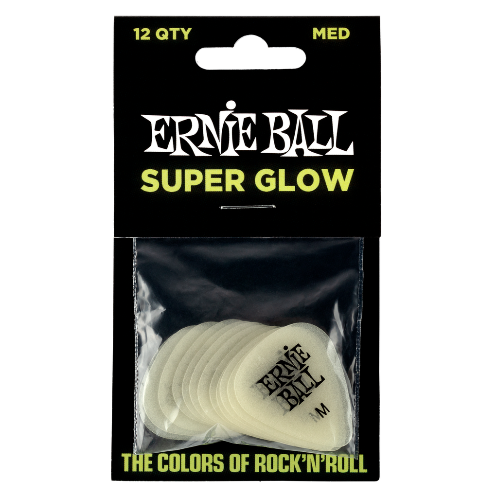 Ernie Ball Super Glow Cellulose Picks Medium 12-pack  