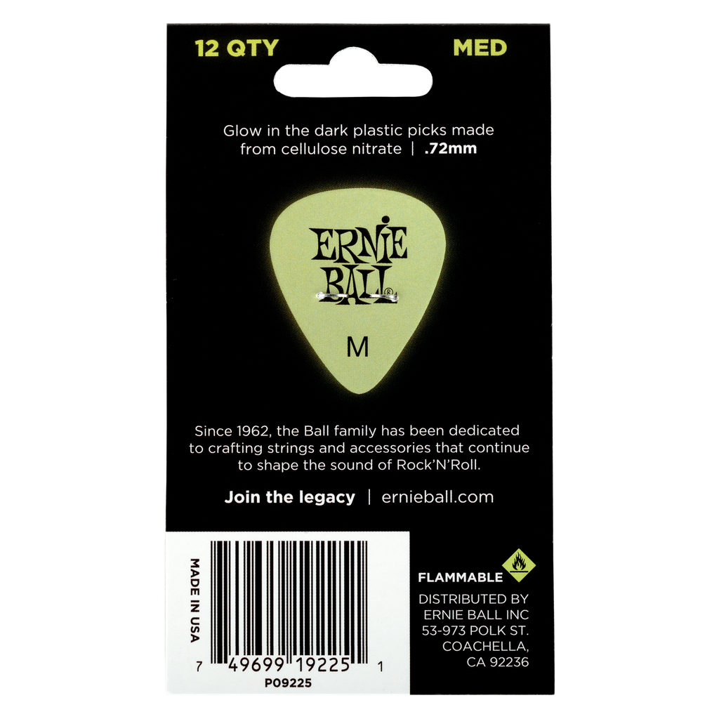 Ernie Ball Super Glow Cellulose Picks Medium 12-pack  