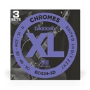 D'Addario 11-50 Jazz Light, XL Chromes Electric Guitar Strings 3-Pack