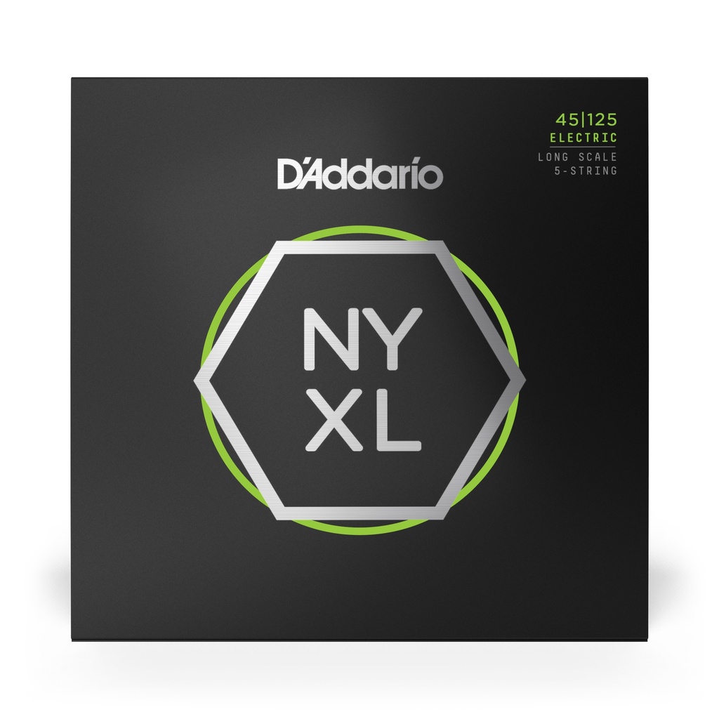 D'Addario NYXL Bass Guitar Strings, 5-string Light Top / Med Bottom, 45-125, Long Scale, NYXL45125