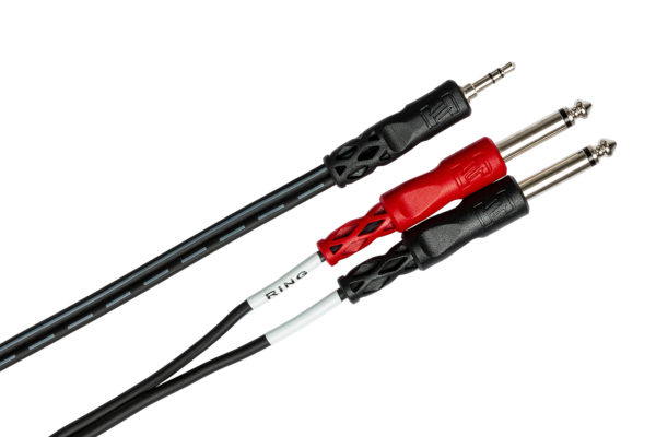 Hosa CMP-159 Stereo Breakout 3.5mm TRS to Dual 1/4" TS. 3'