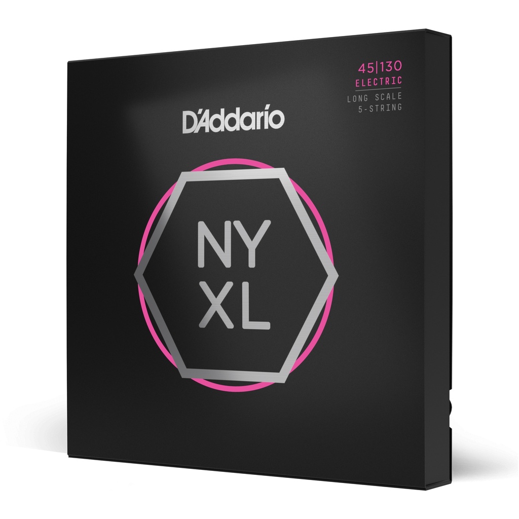 D'Addario NYXL Bass Guitar Strings, 5-string Regular Light, 45-130, Long Scale, NYXL45130