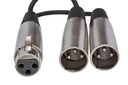 Hosa YXM-121 Y Cable XLR3F to Dual XLR3M. 6"