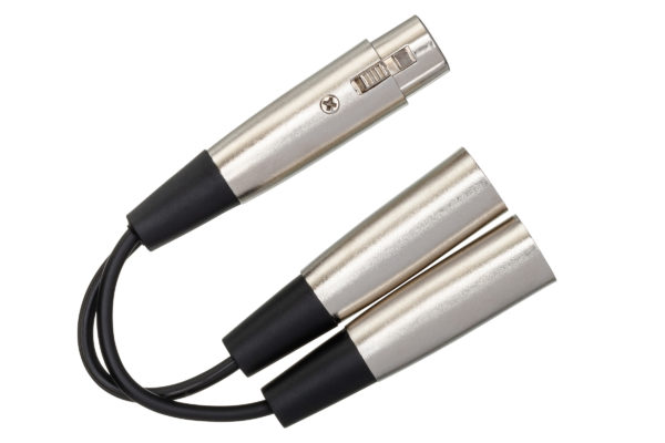 Hosa YXM-121 Y Cable XLR3F to Dual XLR3M. 6"