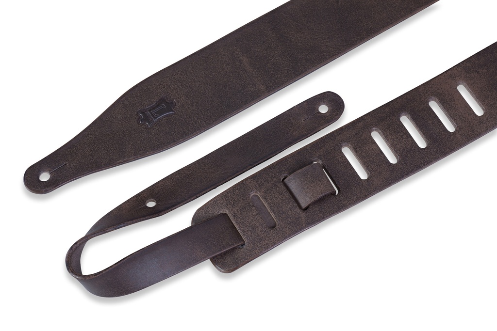 Levy's M17D-DBR 2 1/2" Wide Dark-brn Veg-tan Leather Guitar Strap
