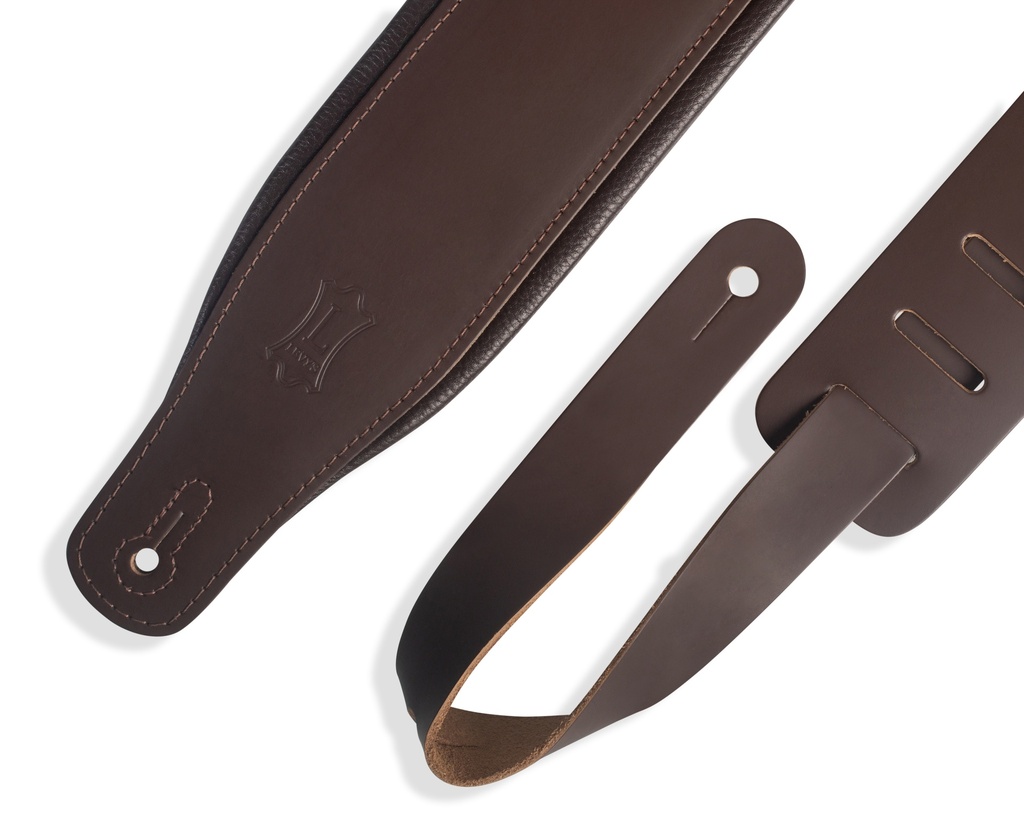 Levy's M26PD-DBR_DBR 3 inch Wide Top Grain Leather Guitar strap