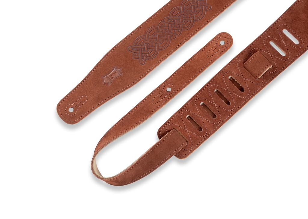 Levy's MS26CK-BRN 2 1/2" Wide Brown Suede Leather Guitar strap