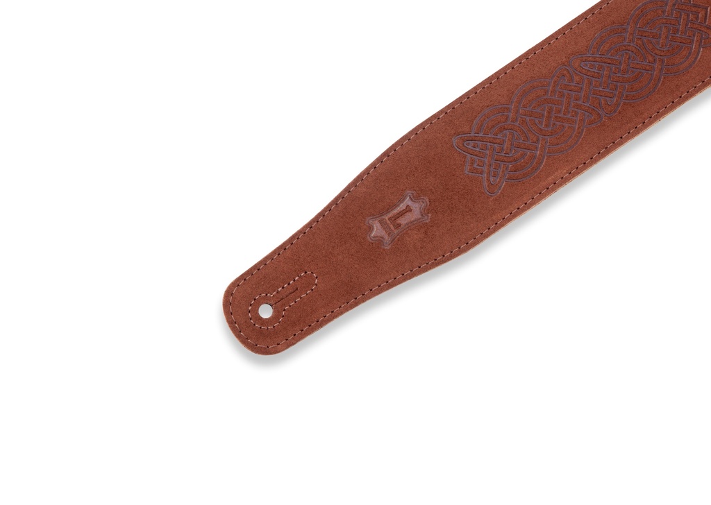 Levy's MS26CK-BRN 2 1/2" Wide Brown Suede Leather Guitar strap