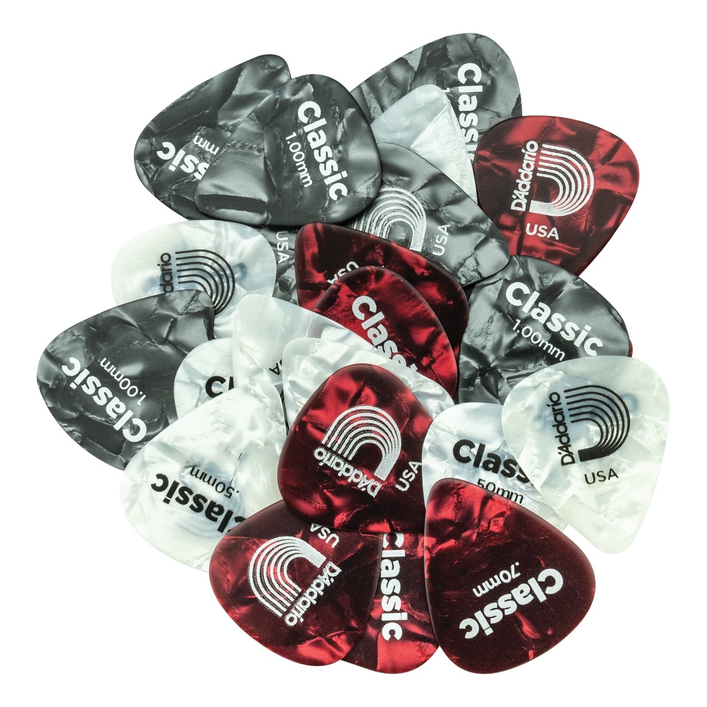 D'Addario Classic Pearl Celluloid Gauge Assortment, 25 Pack