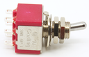 Carling Mini Toggle Switch, DPDT, 2 Position, Solder Lugs, Short Bat