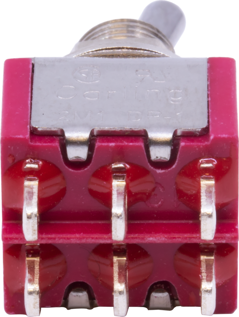 Carling Mini Toggle Switch, DPDT, 2 Position, Solder Lugs, Short Bat