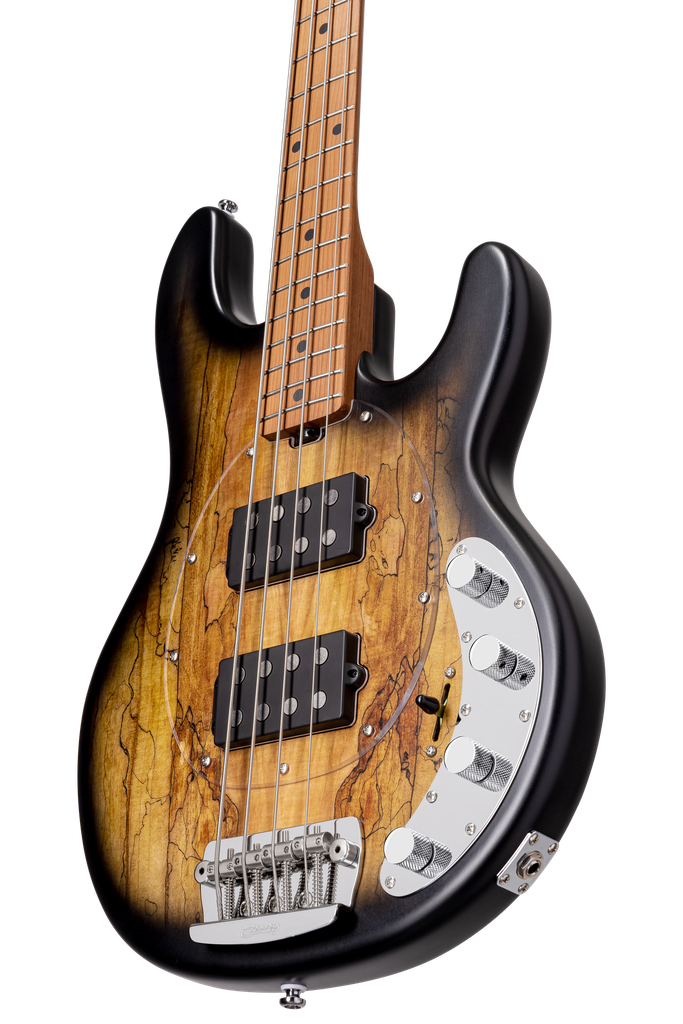 Sterling by Music Man StingRay 5 HH RAY35HH Spalted Maple, Natural Burst Satin