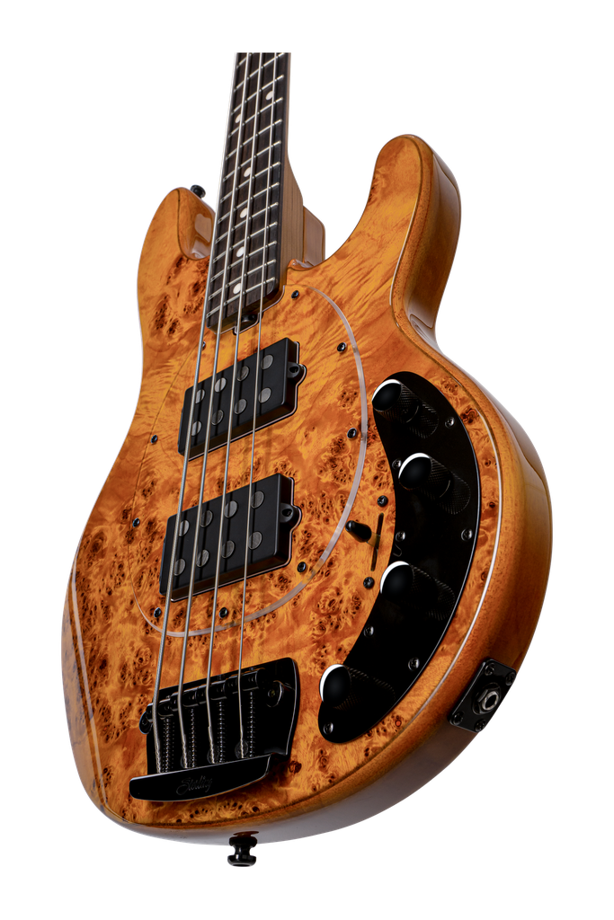 Sterling by Music Man StingRay HH RAY34HH Poplar Burl, Amber