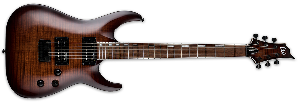 ESP Ltd H-200, Flame Maple, Dark Brown Sunburst