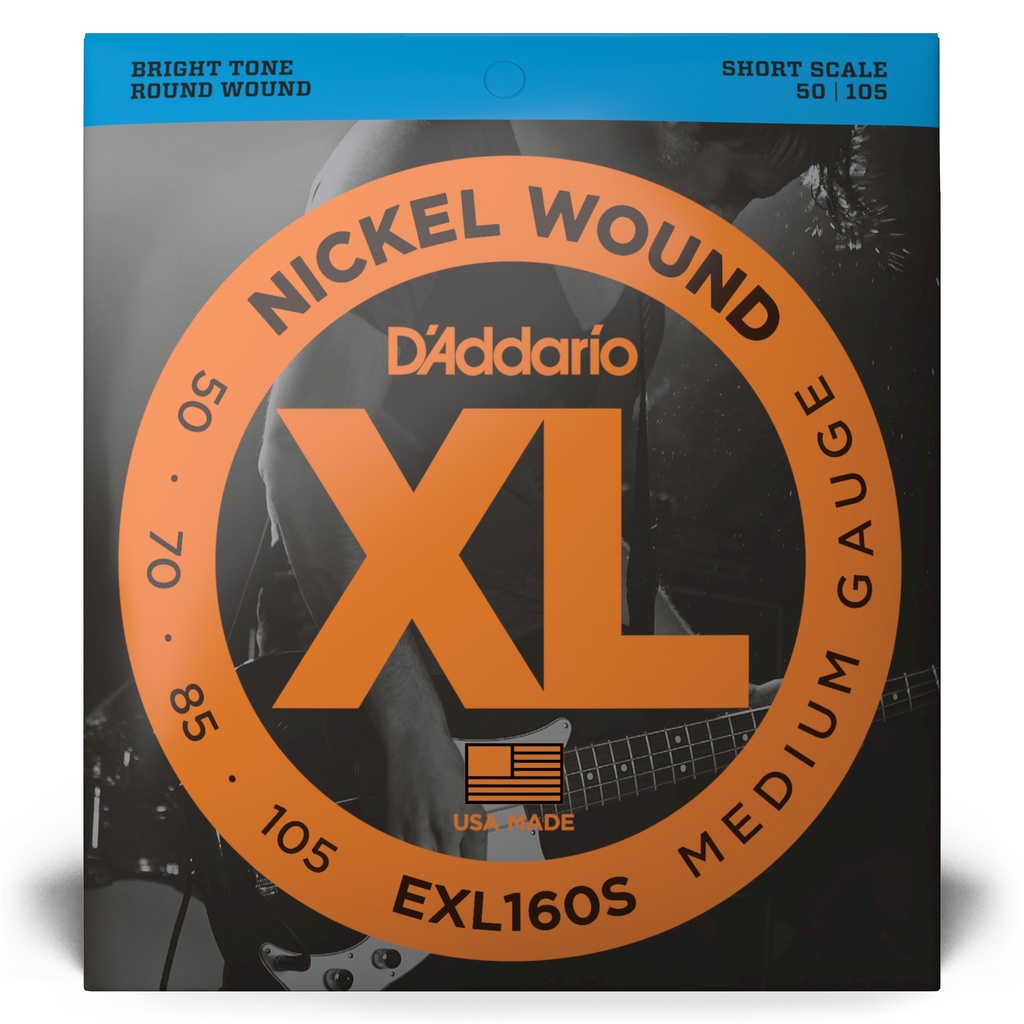 D'Addario EXL160S 50-105 Medium, Short Scale, XL Nickel Bass Strings