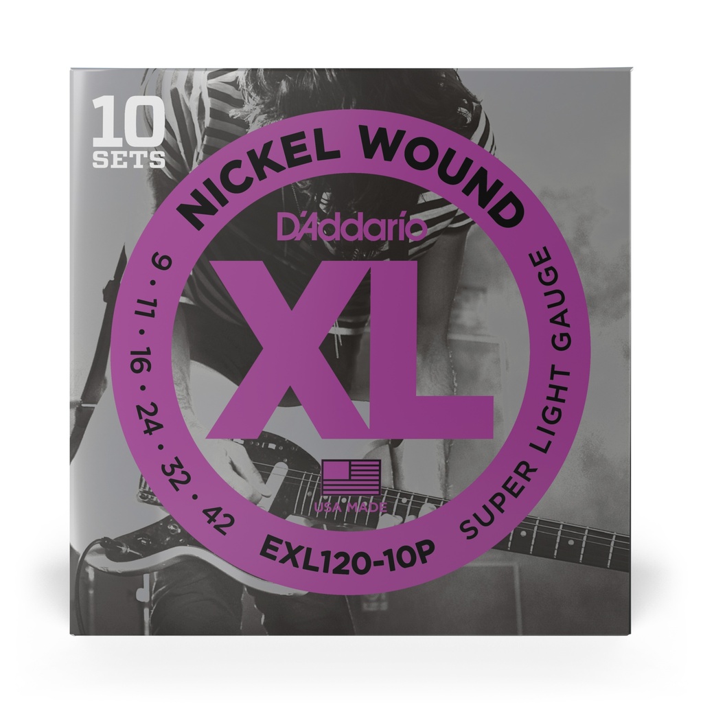 D'Addario XL Nickel Wound Electric Strings, Super Light, 9-42, EXL120