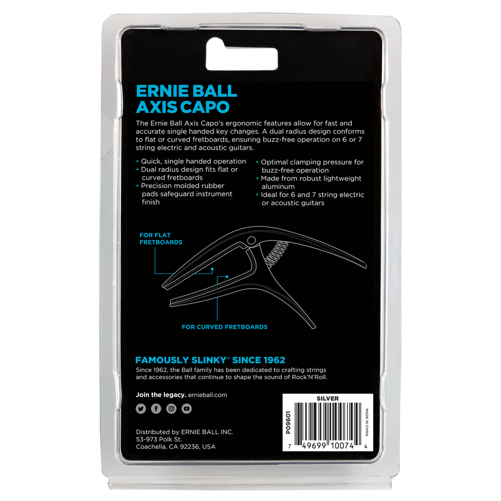 Ernie Ball Axis Dual Radius Capo, Silver