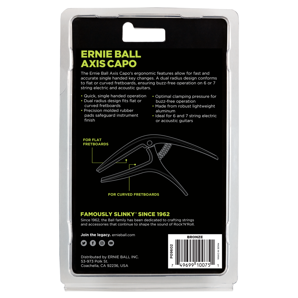 Ernie Ball Axis Dual Radius Capo, Bronze