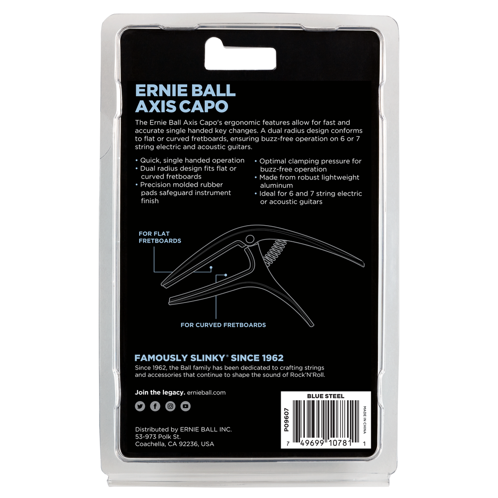 Ernie Ball Axis Dual Radius Capo, Blue Steel Satin