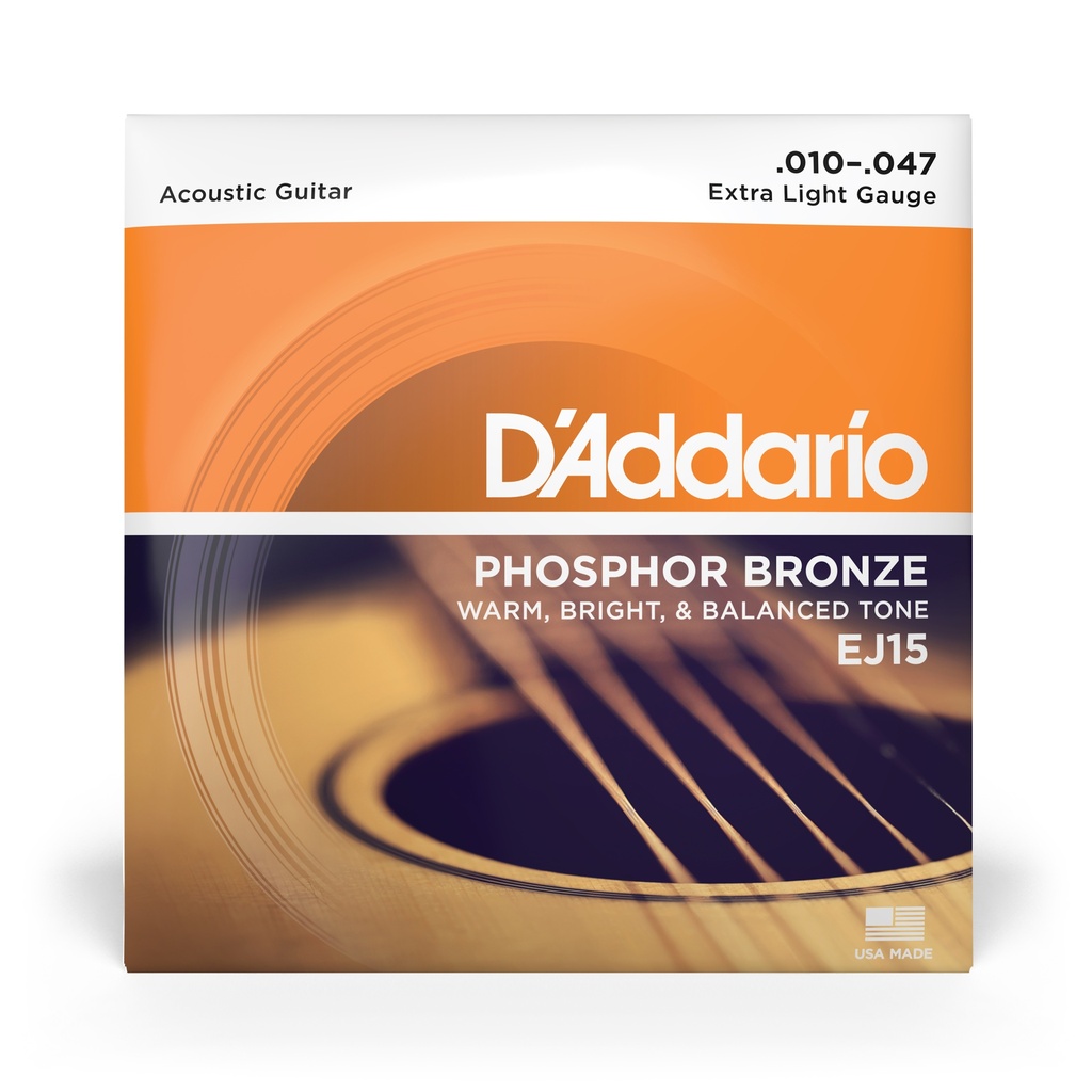 D'Addario 10-47 Extra Light, Phosphor Bronze Acoustic Guitar Strings