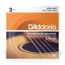 D'Addario 10-47 Extra Light, Phosphor Bronze Acoustic Guitar Strings 3-Pack