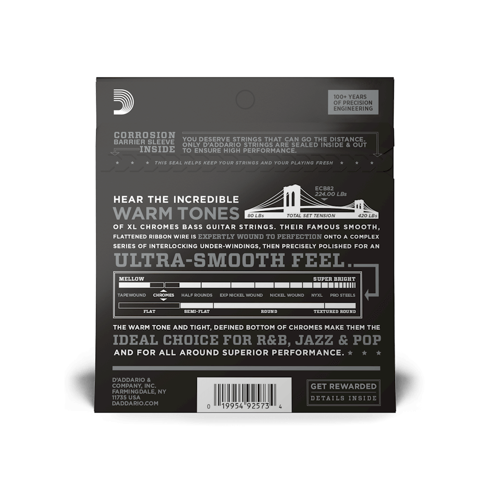 D'Addario 50-105 Medium, Long Scale, XL Chromes Bass Strings