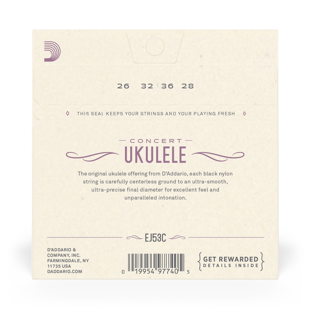 D'Addario EJ53C Pro-Arté Rectified Ukulele Strings, Hawaiian-Concert