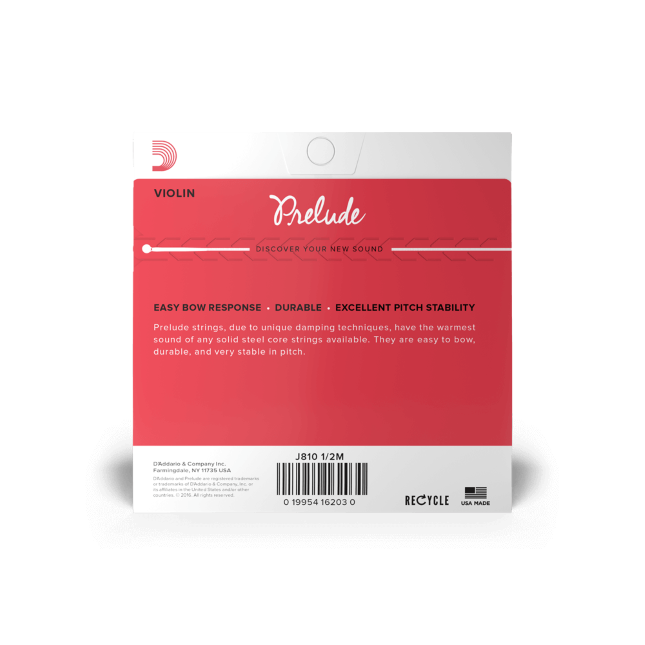 D'Addario Prelude Violin String Set, 1/2 Scale, Medium Tension