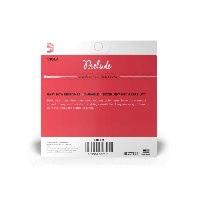 D'Addario Prelude Viola String Set, Long Scale, Medium Tension