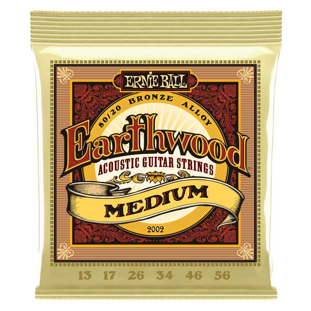 [P02002] Ernie Ball Earthwood Medium 80/20 Bronze Acoustic Guitar Strings - 13-56 Gauge