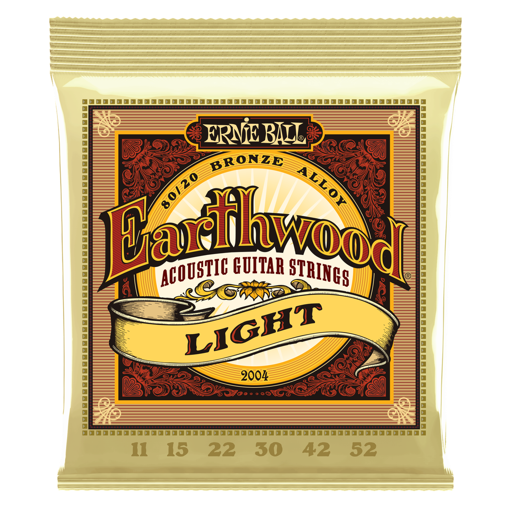 [P02004] Ernie Ball Earthwood Light 80/20 Bronze Acoustic Guitar Strings - 11-52 Gauge