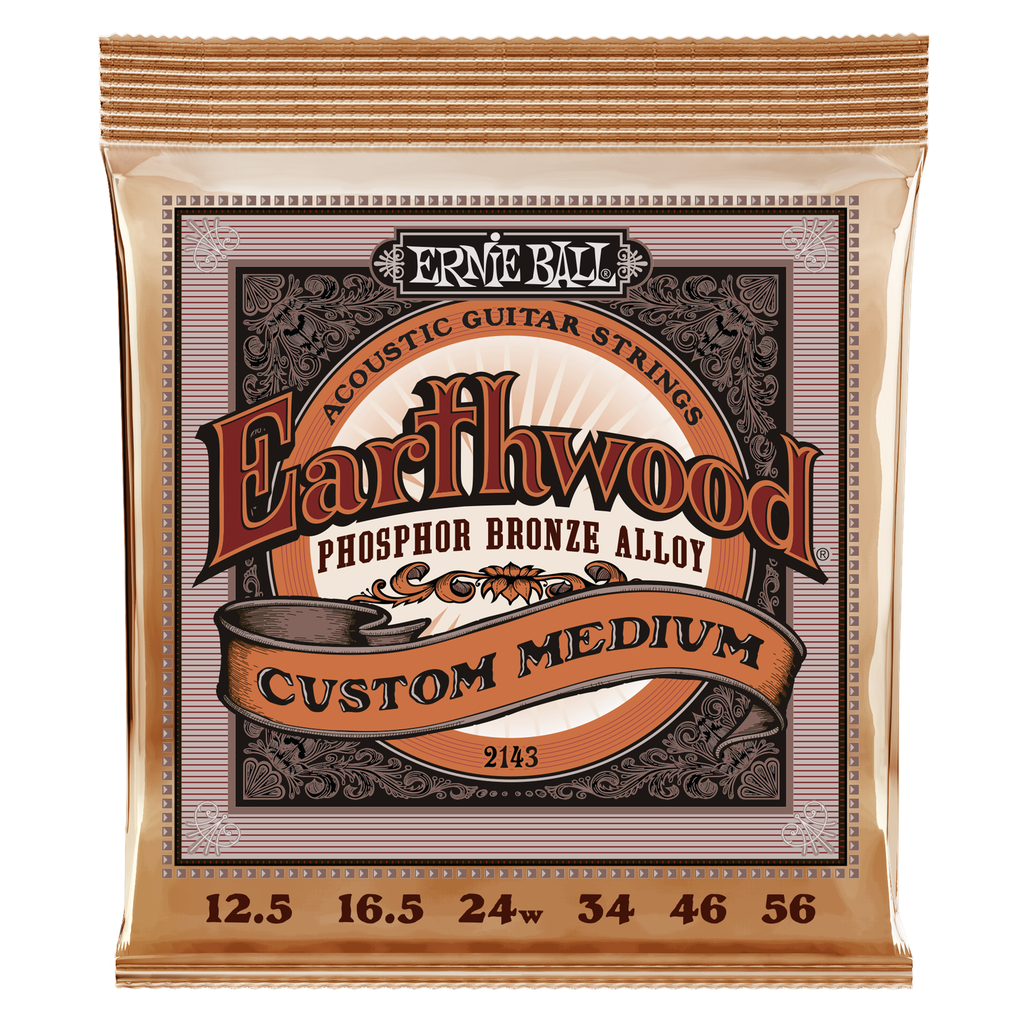 [P02143] Ernie Ball Earthwood Custom Medium Phosphor Bronze Acoustic Guitar Strings - 12.5-56 Gauge
