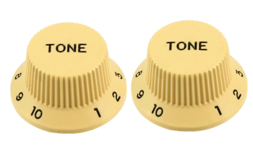 [PK-0153-028] Allparts PK-0153 Set of 2 Plastic Tone Knobs for Stratocaster®, Cream