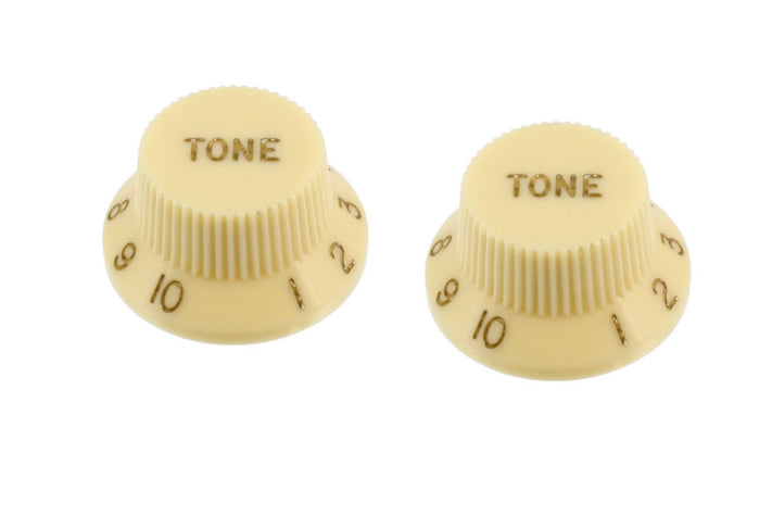 Allparts PK-0153 Set of 2 Plastic Tone Knobs for Stratocaster®, Vintage Cream