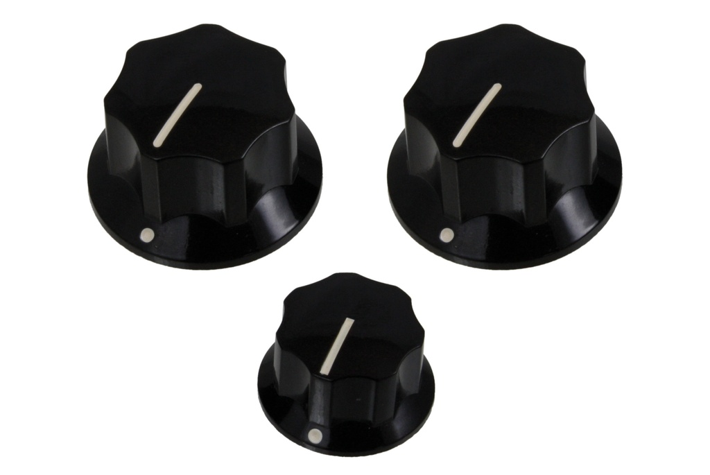 Allparts PK-0174 Set of 3 Knobs for Jazz Bass®, Black