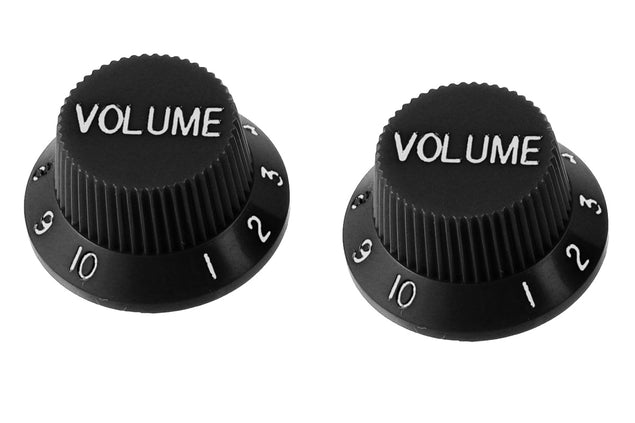 Allparts PK-0154 Set of 2 Plastic Volume Knobs for Stratocaster®, Black