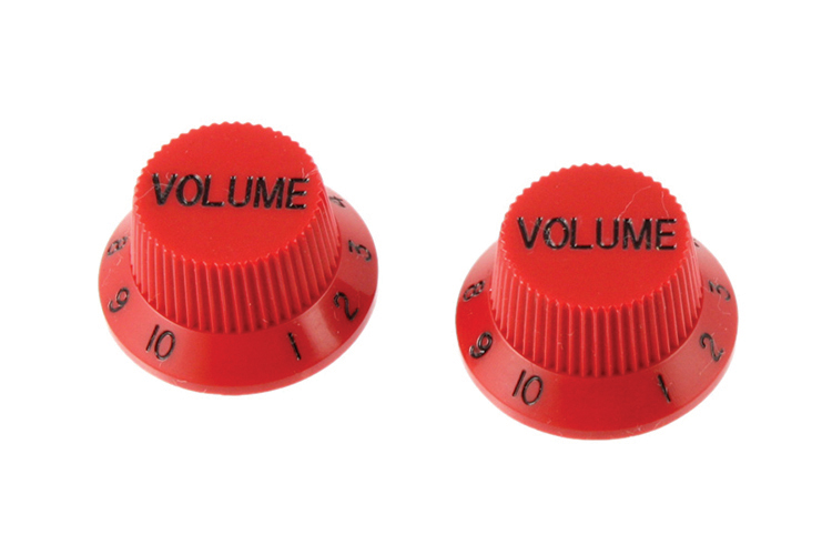 Allparts PK-0154 Set of 2 Plastic Volume Knobs for Stratocaster®, Red